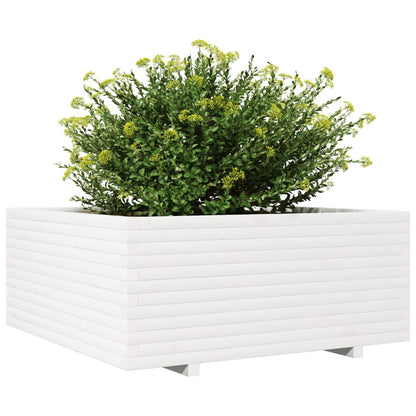 Fioriera da Giardino Bianca 110x110x49,5 cm Legno Massello Pino