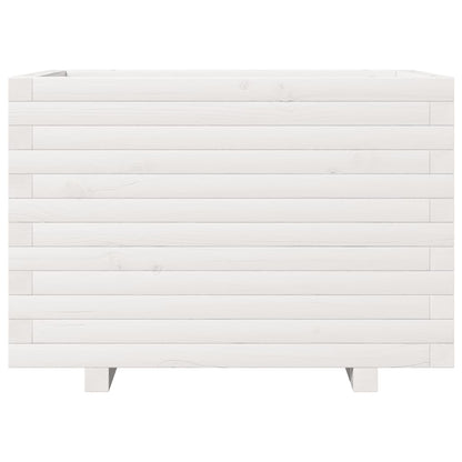 Fioriera da Giardino Bianca 70x40x49,5cm Legno Massello di Pino