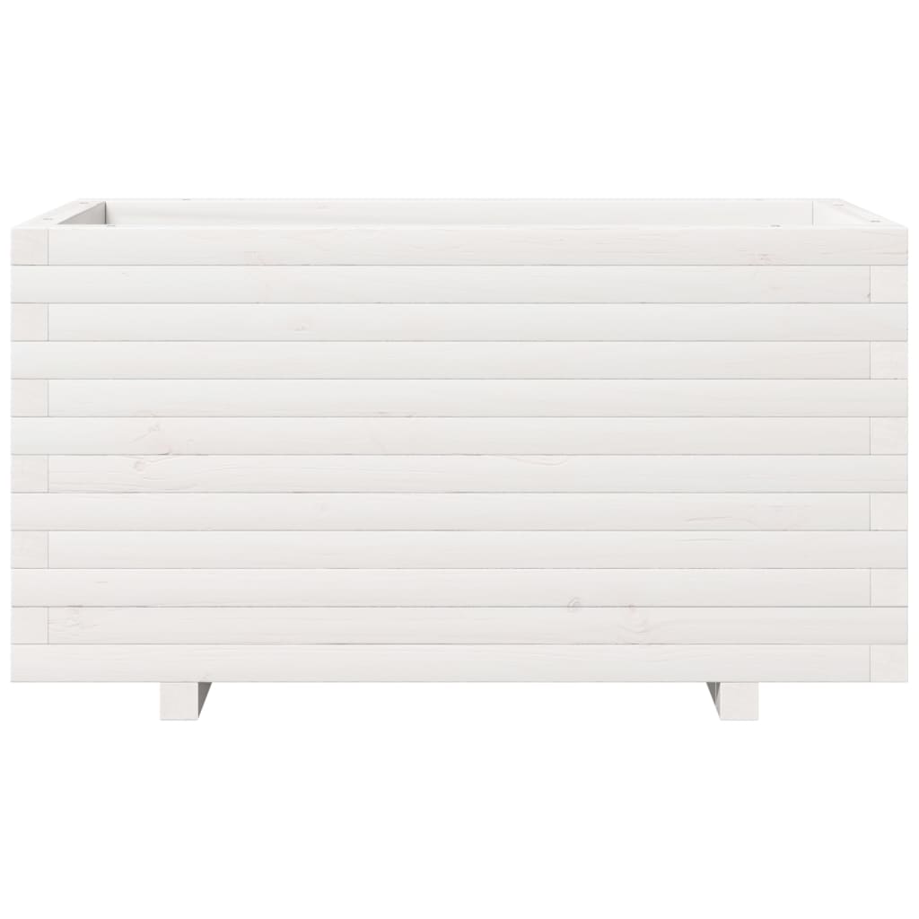Fioriera da Giardino Bianca 90x40x49,5cm Legno Massello di Pino