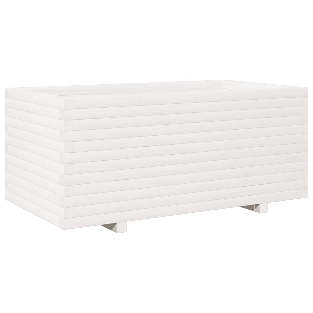 Fioriera da Giardino Bianca 110x60x49,5 cm Legno Massello Pino
