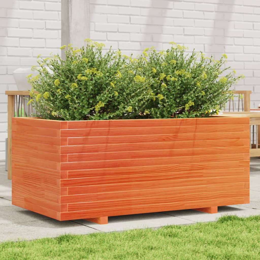 Fioriera Giardino Marrone Cera 110x60x49,5 Legno Massello Pino