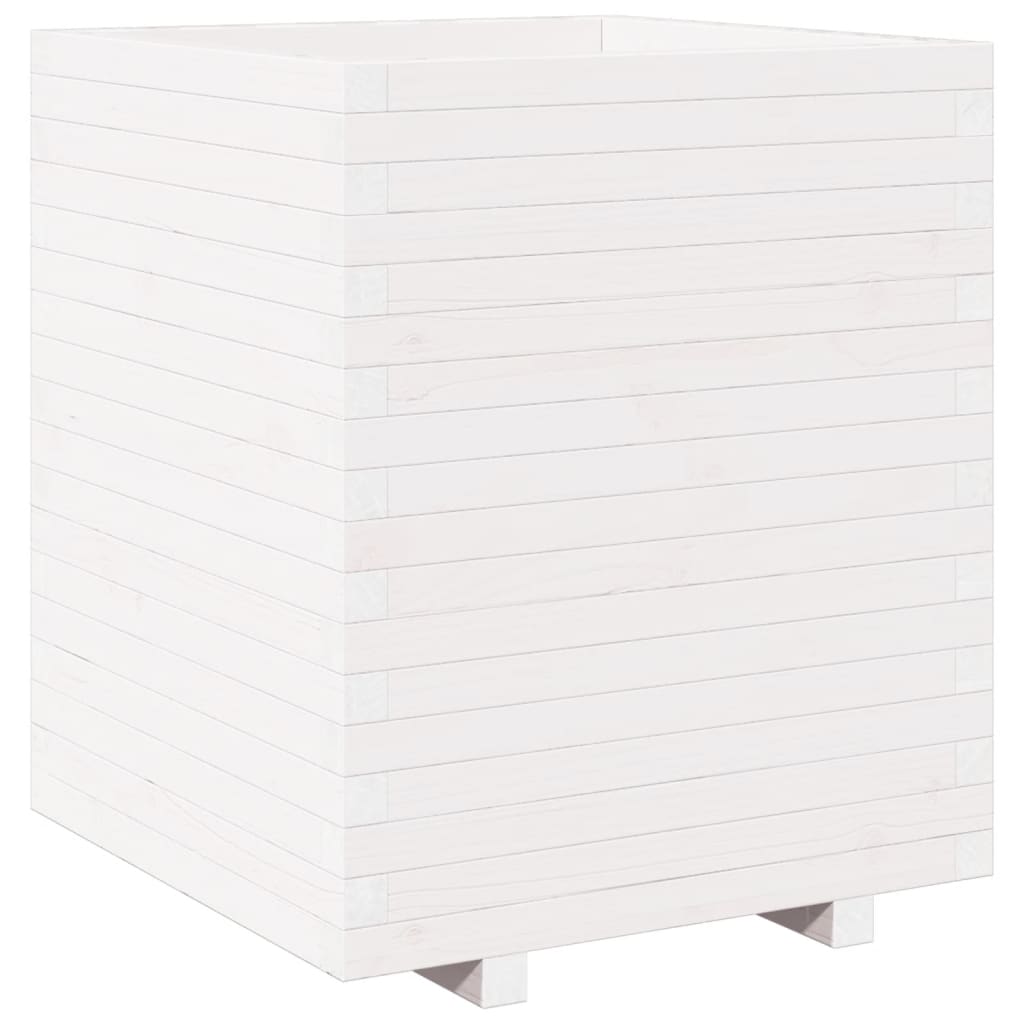 Fioriera da Giardino Bianca 60x60x72,5cm Legno Massello di Pino