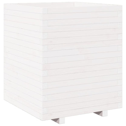 Fioriera da Giardino Bianca 60x60x72,5cm Legno Massello di Pino