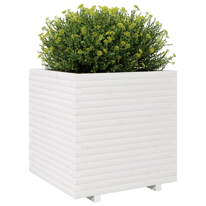 Fioriera da Giardino Bianca 70x70x72,5cm Legno Massello di Pino