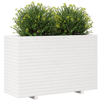 Fioriera da Giardino Bianca 110x40x72,5 cm Legno Massello Pino