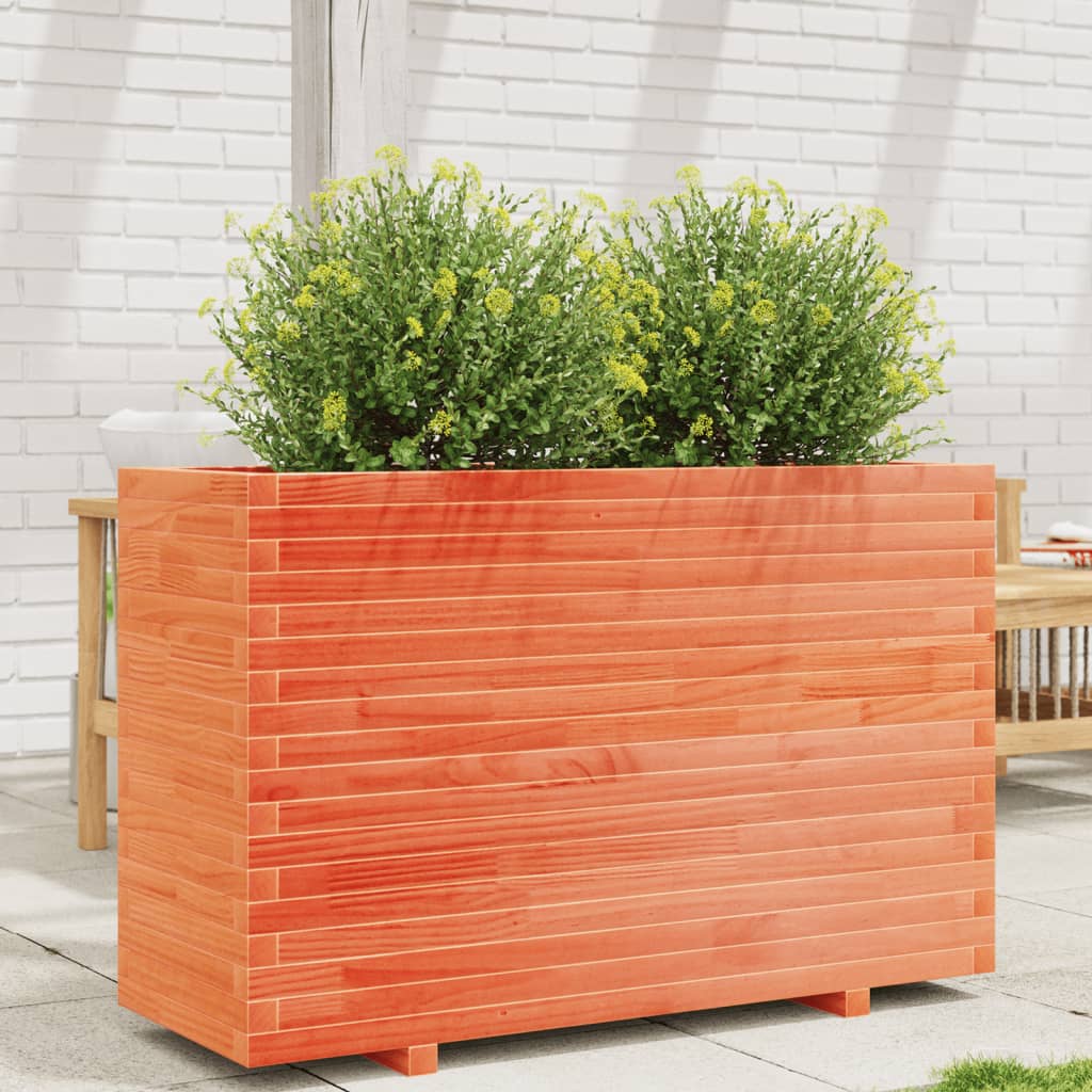 Fioriera Giardino Marrone Cera 110x40x72,5 Legno Massello Pino