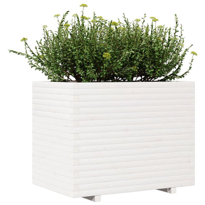 Fioriera da Giardino Bianca 90x60x72,5cm Legno Massello di Pino