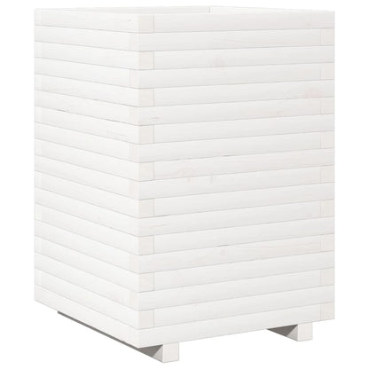 Fioriera da Giardino Bianca 50x50x72 cm Legno Massello di Pino