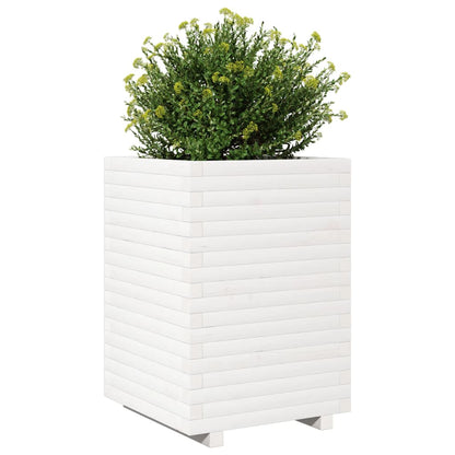Fioriera da Giardino Bianca 50x50x72 cm Legno Massello di Pino