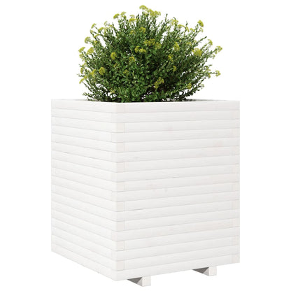 Fioriera da Giardino Bianca 60x60x72 m Legno Massello di Pino