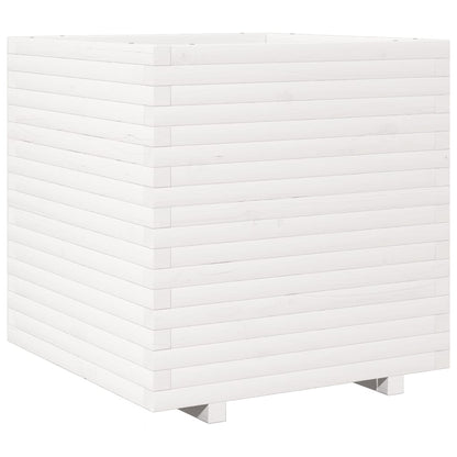 Fioriera da Giardino Bianca 70x70x72 cm Legno Massello di Pino