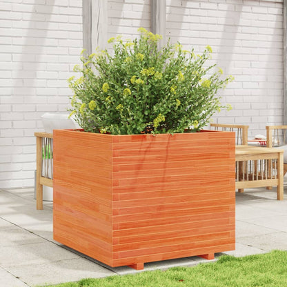 Fioriera Giardino Marrone Cera 80x80x72 cm Legno Massello Pino