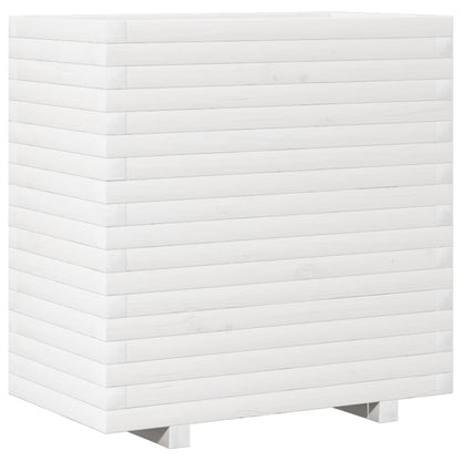Fioriera da Giardino Bianca 70x40x72 cm Legno Massello di Pino