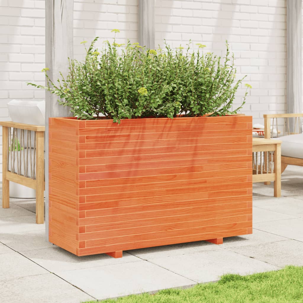 Fioriera Giardino Marrone Cera 110x40x72 cm Legno Massello Pino