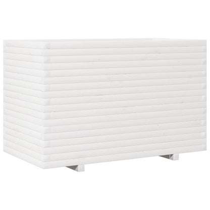 Fioriera da Giardino Bianca 110x60x72 cm Legno Massello di Pino