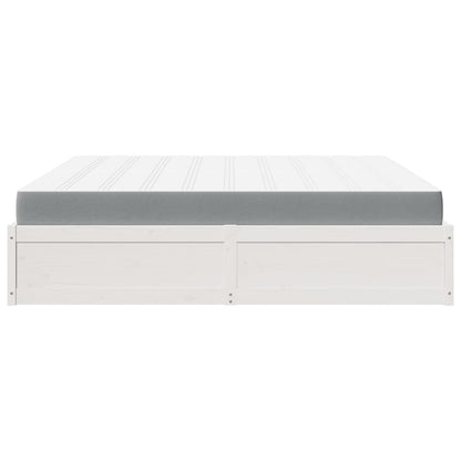 Letto con Materasso Bianco 200x200 cm in Legno Massello di Pino