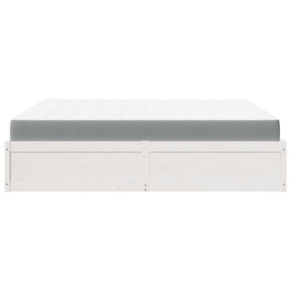 Letto con Materasso Bianco 180x200 cm in Legno Massello di Pino
