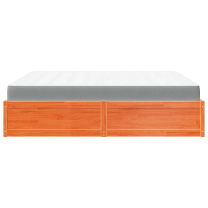 Letto con Materasso Marrone Cera 180x200cm Legno Massello Pino