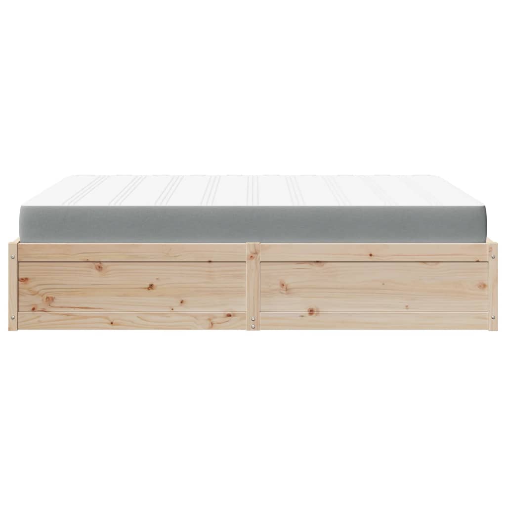 Letto con Materasso 160x200 cm in Legno Massello di Pino