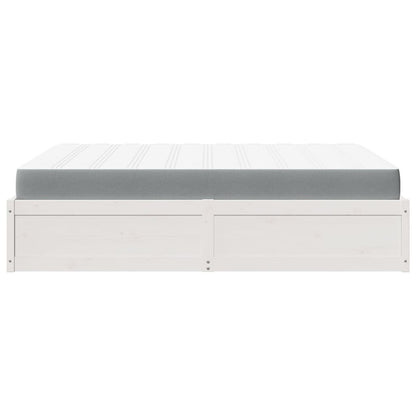 Letto con Materasso Bianco 160x200 cm in Legno Massello di Pino
