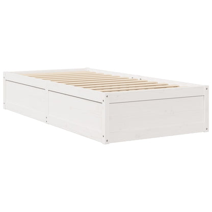 Letto con Materasso Bianco 100x200 cm in Legno Massello di Pino