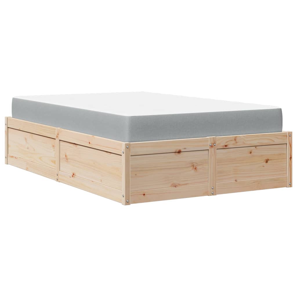 Letto con Materasso 120x190 cm in Legno Massello di Pino
