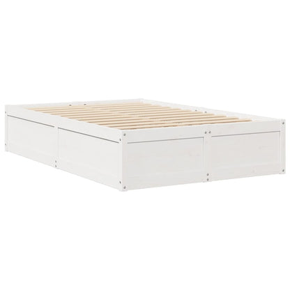 Letto con Materasso Bianco 120x190 cm in Legno Massello di Pino