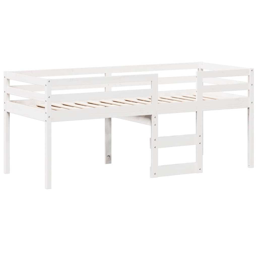 Letto a Soppalco con Tetto Bianco 80x200 cm in Legno di Pino