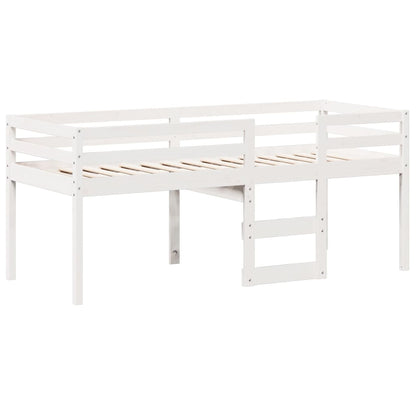 Letto a Soppalco con Tetto Bianco 90x200 cm in Legno di Pino