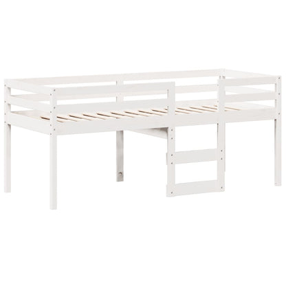 Letto a Soppalco con Tetto Bianco 90x190 cm in Legno di Pino