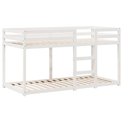 Letto a Castello con Tetto Bianco 75x190 cm Legno Massello Pino