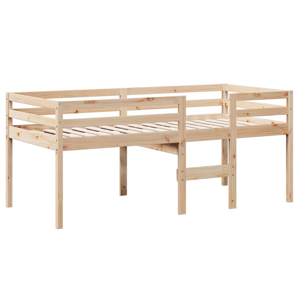 Letto a Soppalco con Tetto 90x200 cm in Legno di Pino