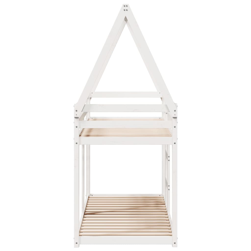 Letto a Castello con Tetto Bianco 80x200 cm Legno Massello Pino
