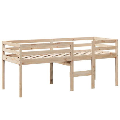 Letto a Soppalco con Tetto 75x190 cm in Legno Massello di Pino