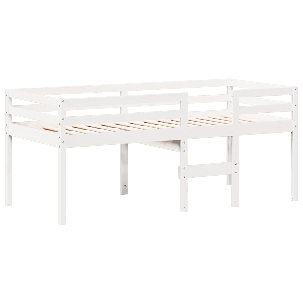 Letto a Soppalco con Tetto Bianco 80x200 cm in Legno di Pino