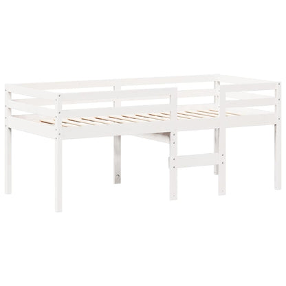 Letto a Soppalco con Tetto Bianco 80x200 cm in Legno di Pino