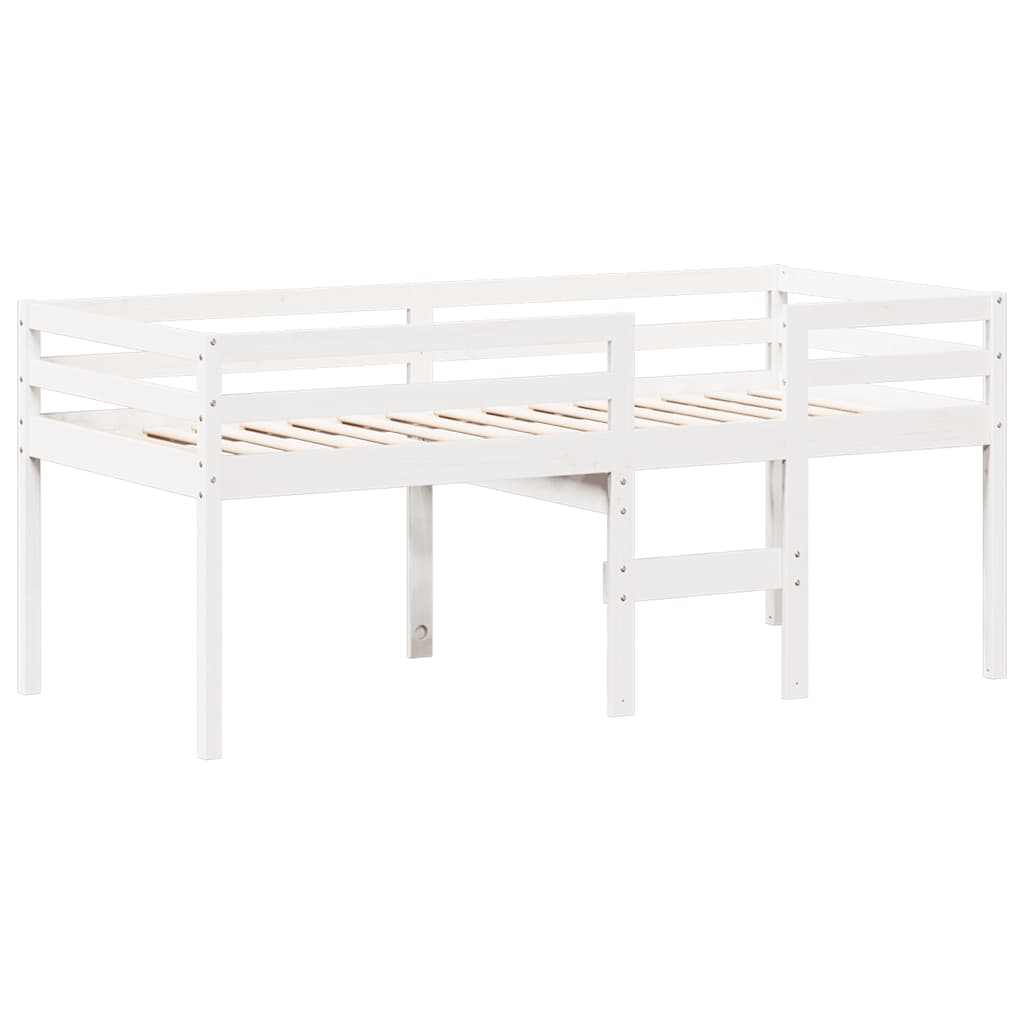 Letto a Soppalco con Tetto Bianco 90x190 cm in Legno di Pino