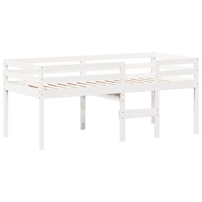 Letto a Soppalco con Tetto Bianco 90x190 cm in Legno di Pino