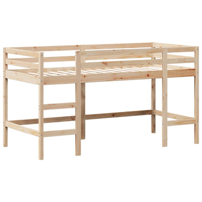 Letto Soppalco con Scala e Tetto 80x200 cm Legno Massello Pino