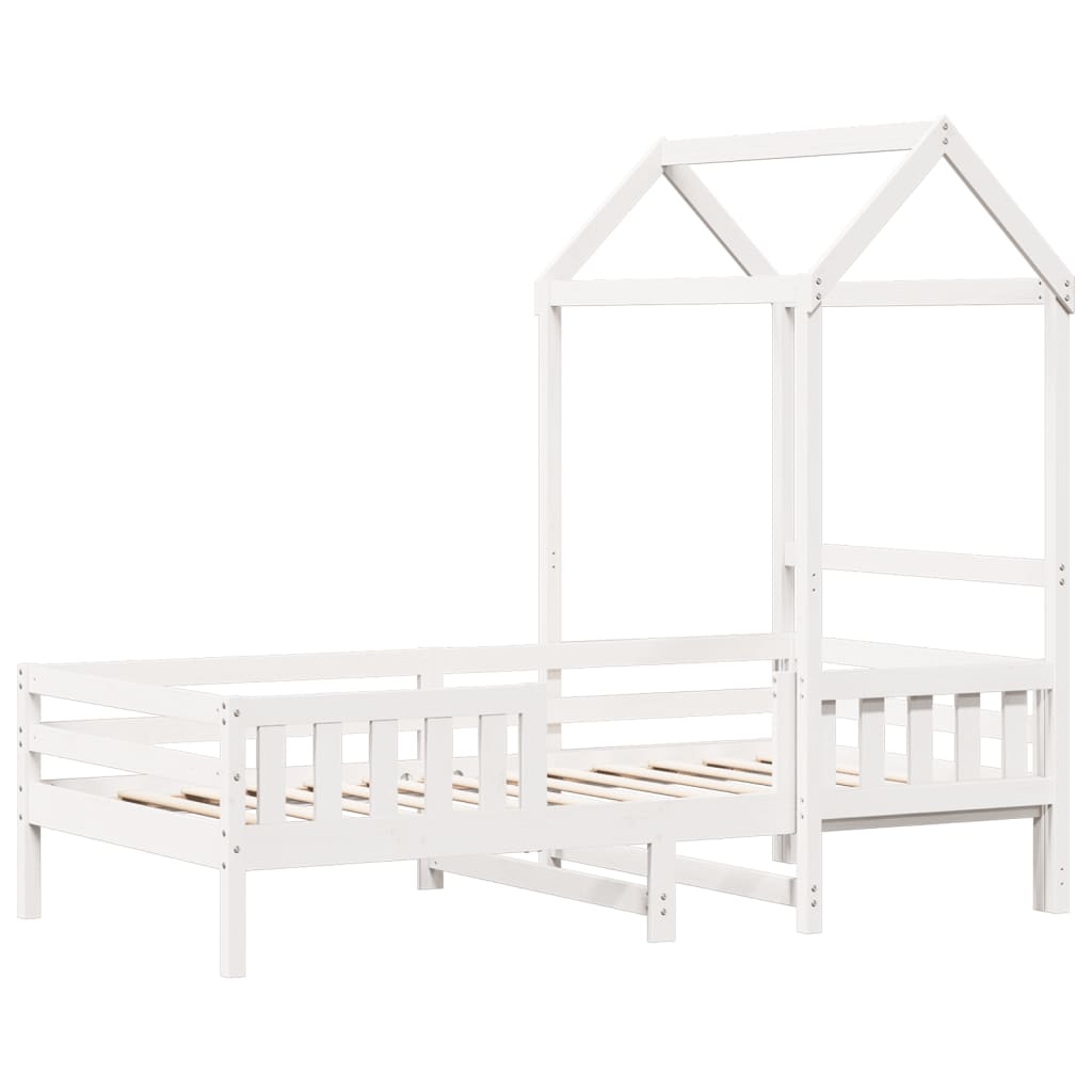 Giroletto con Tetto Bianco 80x200 cm Legno Massello Pino