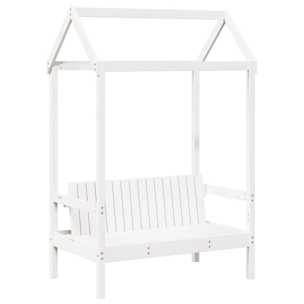 Giroletto con Panca e Tetto Bianco 80x200cm Legno Massello Pino