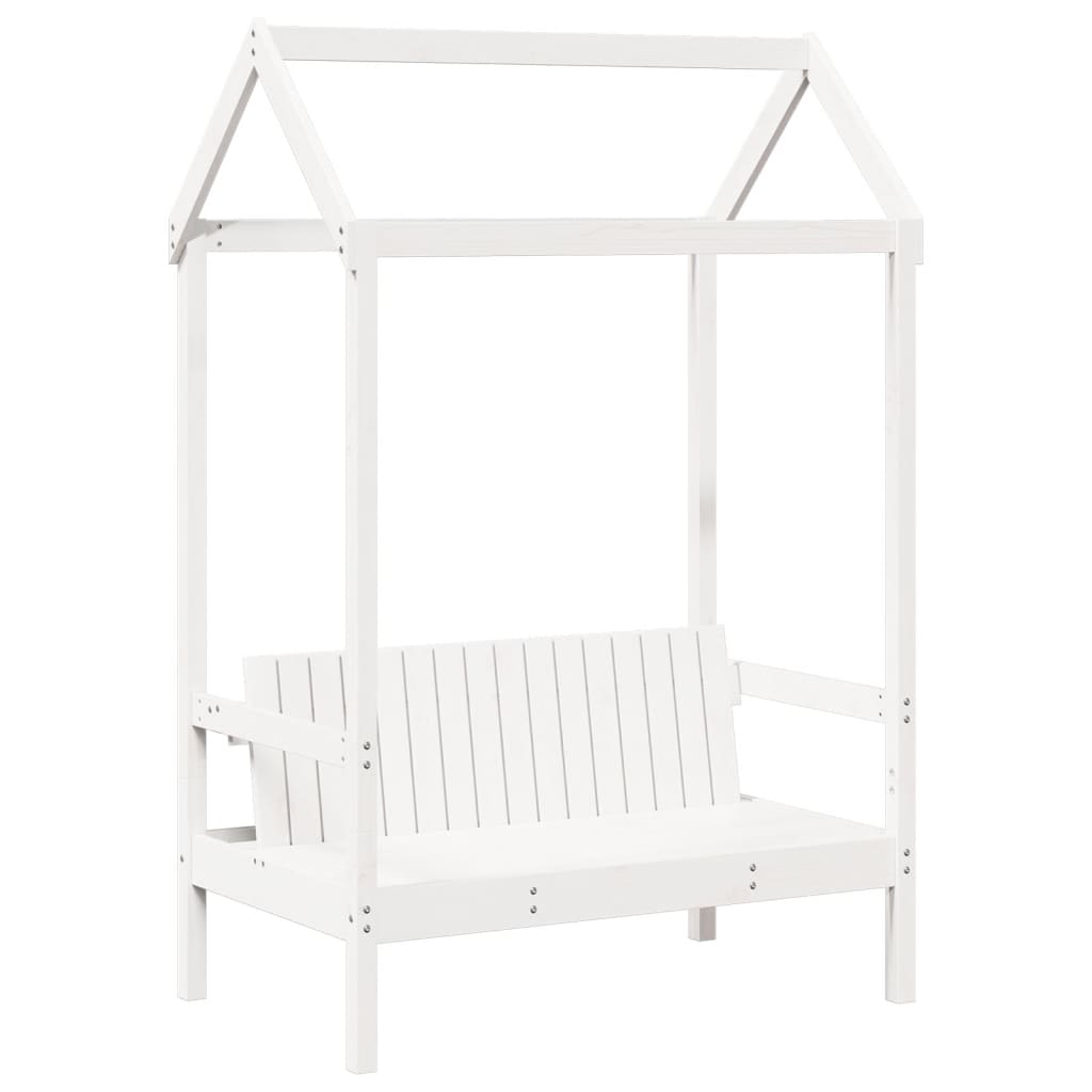 Giroletto con Panca e Tetto Bianco 75x190cm Legno Massello Pino