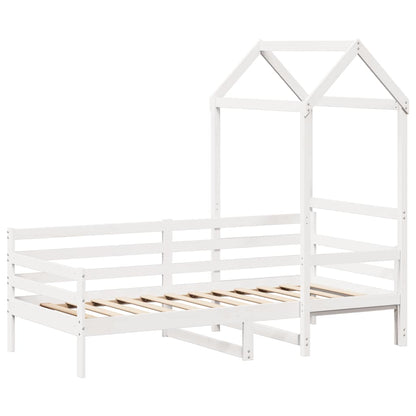 Dormeuse con Tetto 80x200 cm Bianco in Legno Massello di Pino