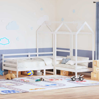 Set Dormeuse e Panca con Tetto Bianco 80x200cm Massello Pino