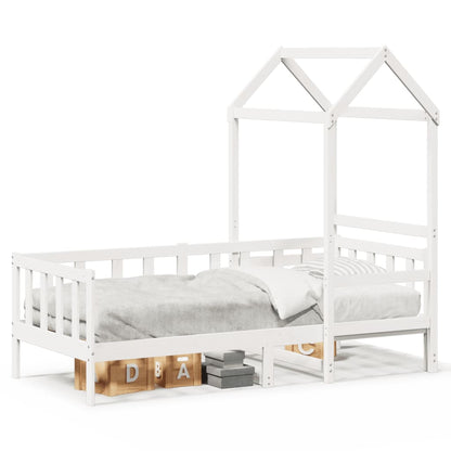 Dormeuse con Tetto 80x200 cm Bianco in Legno Massello di Pino