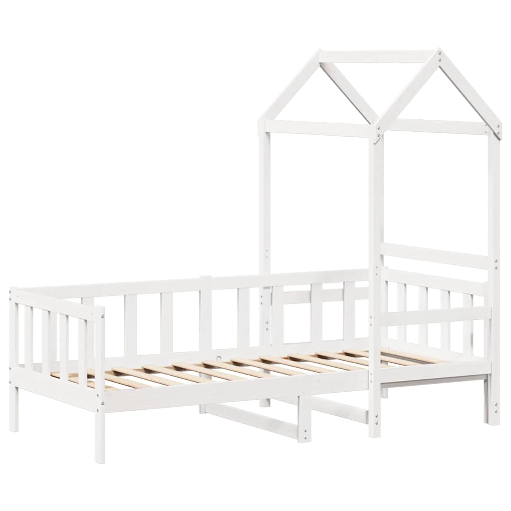 Dormeuse con Tetto 80x200 cm Bianco in Legno Massello di Pino