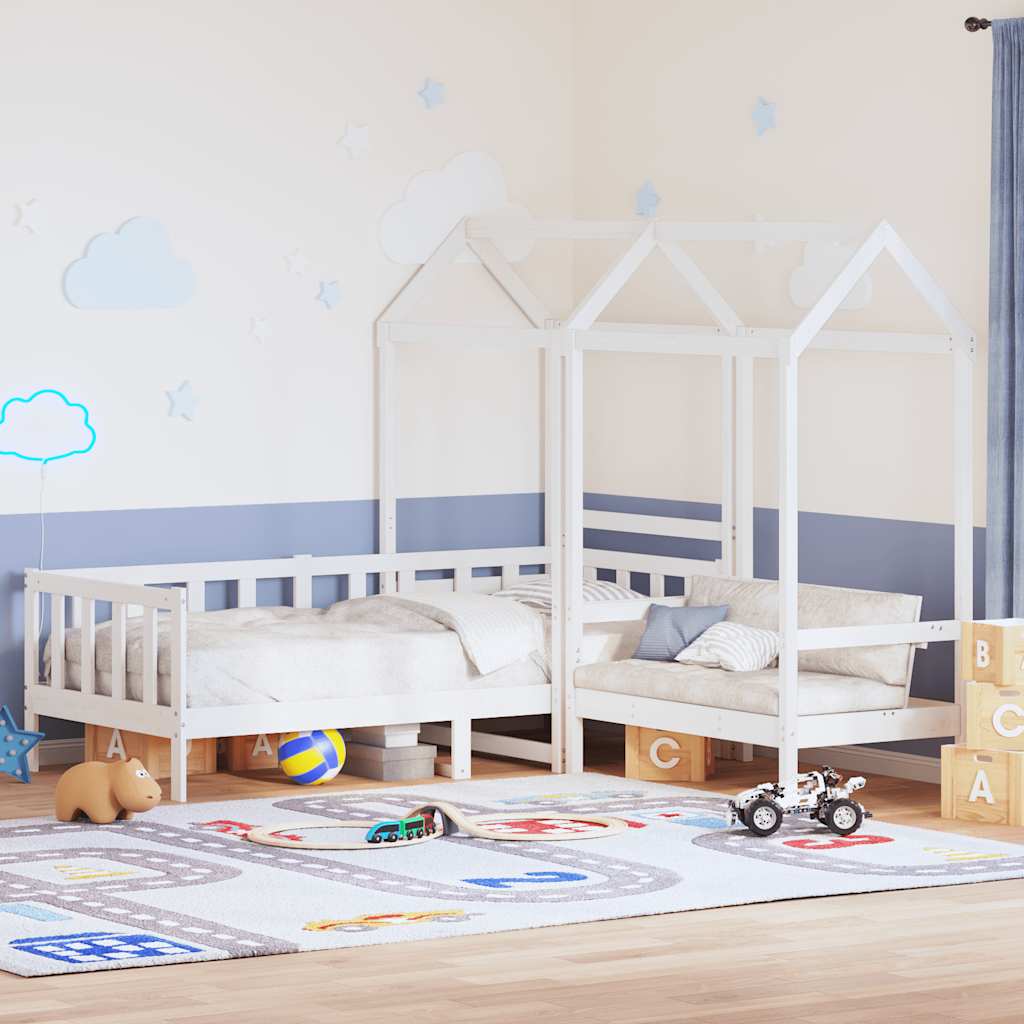 Set Dormeuse e Panca con Tetto Bianco 80x200cm Massello Pino