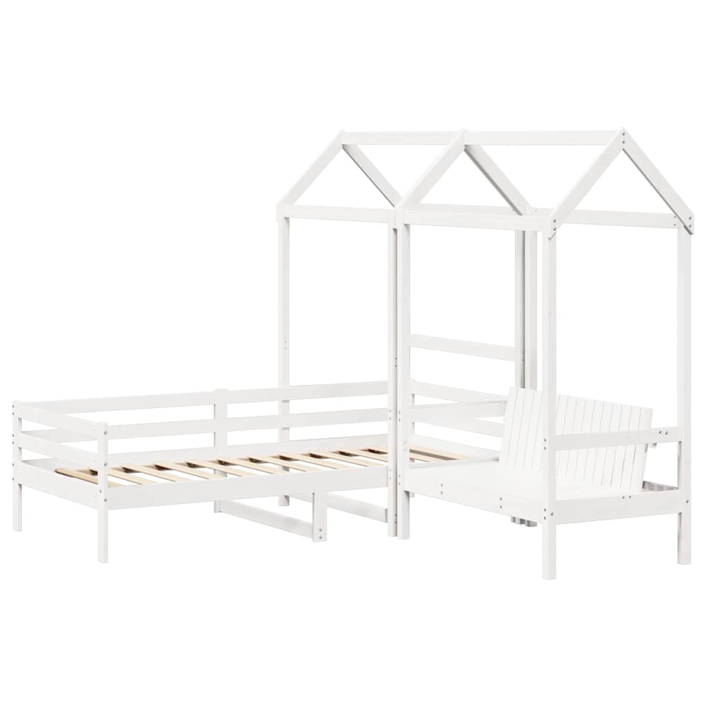 Set Dormeuse e Panca con Tetto Bianco 80x200cm Massello Pino