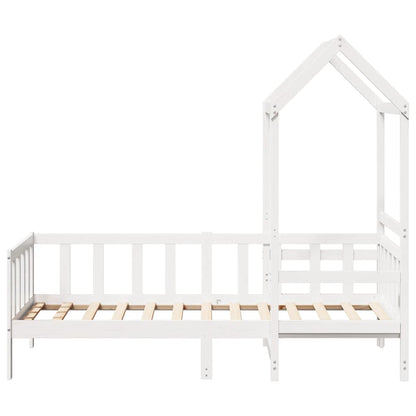 Set Dormeuse e Panca con Tetto Bianco 80x200cm Massello Pino