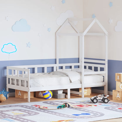 Dormeuse con Tetto 80x200 cm Bianco in Legno Massello di Pino